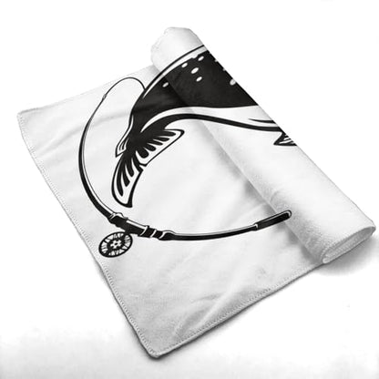 Rainbow Trout Jumping Out Water Salmon Isolated Microfiber Towel 12x27.5 Inches, Quick Dry Soft Travel Towel
