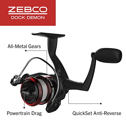 Zebco Dock Demon Spinning Reel or Spincast Reel and Fishing Rod Combo, 30-Inch Durable Fiberglass Rod, QuickSet Anti-Reverse Fishing Reel - style: Spinning Reel - Red