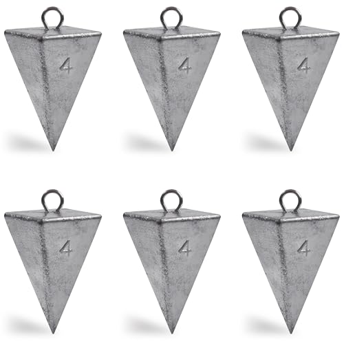Pyramid Sinkers Fishing Weights Sinkers Saltwater Surf Fishing Weights Pyramid Weights Ocean Saltwater Fishing Gear Tackle 1oz 2oz 3oz 4oz 5oz 6oz 8oz - style: 4 Ounce, 6 Pack