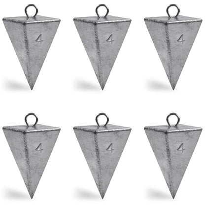 Pyramid Sinkers Fishing Weights Sinkers Saltwater Surf Fishing Weights Pyramid Weights Ocean Saltwater Fishing Gear Tackle 1oz 2oz 3oz 4oz 5oz 6oz 8oz - style: 4 Ounce, 6 Pack