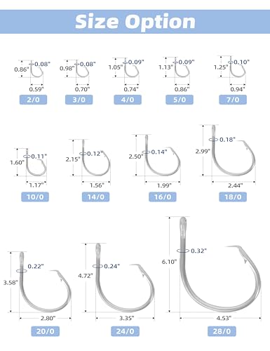 BLUEWING Big Game Circle Hooks Heavy Duty Stainless Steel for Saltwater & Freshwater Fishing - style: Size 03: 4/0, 25pcs