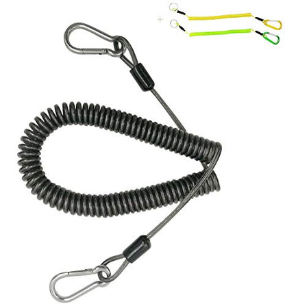 Drchoer Fishing Rod Lanyard for Trolling: 10ft-150LB Saltwater Rod Reel Safety Tether - Retractable Fishing Tool Coil Lanyard for Deep Sea Pole Kayak Paddles Leash