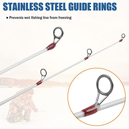 Ice Fishing Rod 22in Ultralight Small Spinning Rod for Ice Fishing | Ice Fishing Gear, Travel Kids Fishing Rod, for Walleye Perch Panfish Bluegill Crappie