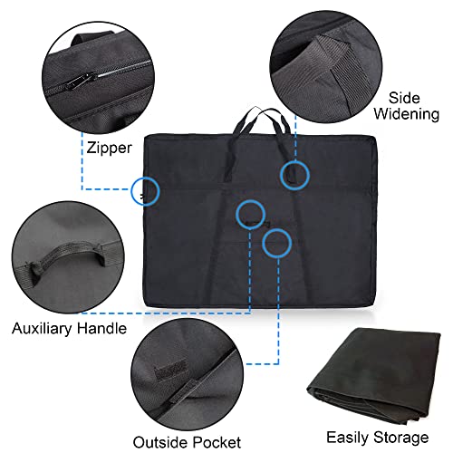 JJRING Extra Large Dacron Waterproof Light Weight Art Portfolio Tote Bag, 37'' x 49'' for 36'' x 48'' Black Carrying Storage Case For Poster, Sketching, and Drawing - size: 36''*48''