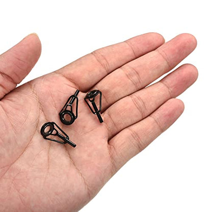 PATIKIL Tube Dia Fishing Rod Tips Repair Kit, Stainless Steel Black Guide Ring for Fishing - size: 1.8mm