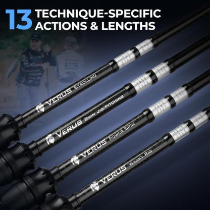 KastKing Verus Technique Twin-Tip Bass Fishing Rod – IM7 Graphite Blanks with Nano Resin, Extra Tip, PTS, Titanium Guide Frames, Technique-Specific Casting & Spinning Rod - size: 7'2"-M-F, style: Spinning