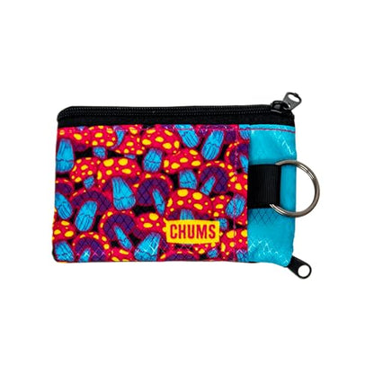 Chums Surfshorts Wallet - Lightweight Slim Wallet with RFID Blocking Card & Clear ID Window - Zippered, Water Resistant w/Key Ring (Toadstools) - color: Toadstools