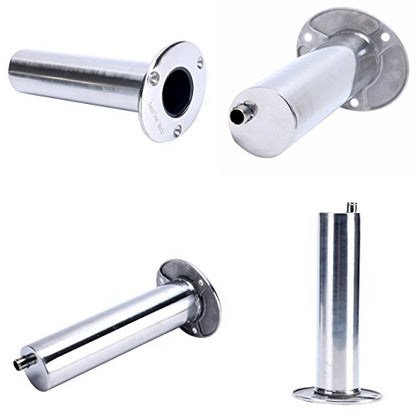 (Set of 2) Amarine-Made Heavy Duty Stainless Steel 316 Deluxe Rod Holders with Drain, Flush Mount Fishing Rod Pole Holders, 90 Degree