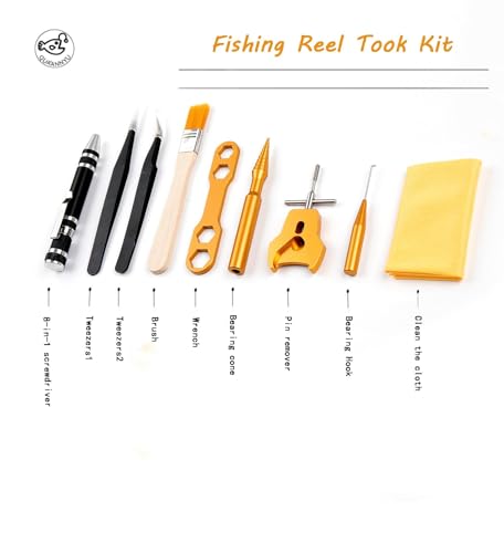QUA'ANNYU Upgraded Version Fishing Reel Cleaning Kit | Fishing Reel Maintenance Kit | Fishing Reel Care Kit | Fishing Rod Repair Kit | Spool Pin Remover|Basic Set