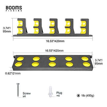 Booms Fishing Rod Holder for Garage: Wall Mount Fishing Pole Holders for Garage | Fishing Rod Rack Holds Up to 10 Rods, Vertical/Horizontal/Ceiling Fishing Pole Racks, WV4 Gray + Yellow - color: Gray + Yellow