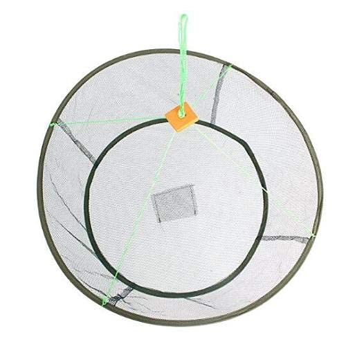 EatingBiting Portable Prawn Bait Crab Shrimp Net Drop Landing Fishing Pier Harbour Pond 31.5" Folding Fishes Net Perfect for Keeping Fishes Minnows Crab Lobsters (can not Hold a Large Fish)