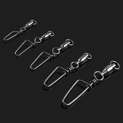 AGOOL Ball Bearing Fishing Swivel with Coastlock Snap Kit - 60pcs Stainless Steel Welded Ring Barrel Swivels Fish Line Connector Saltwater Fishing High Strength 8 to 440Lb Copper with Nickle Coated