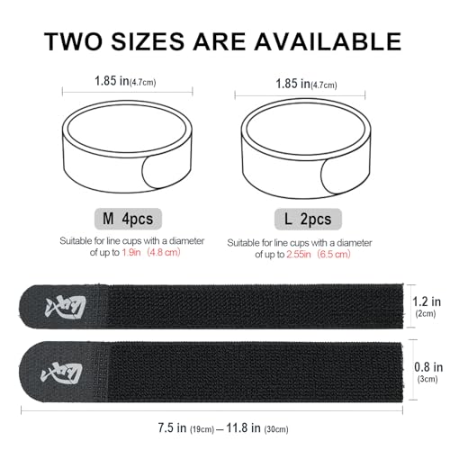 Fishing Reel Spool Cover Protector Band, Elastic Hook and Loop - color: Black, size: 4pcs M