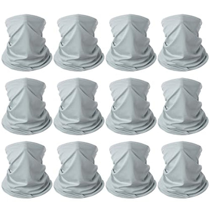 6 Pieces Summer Face Cover Scarf Mens Neck Gaiter For Men Women UV Protection Face Breathable Sun Protection Cycling Running - color: Grey(12-pack)
