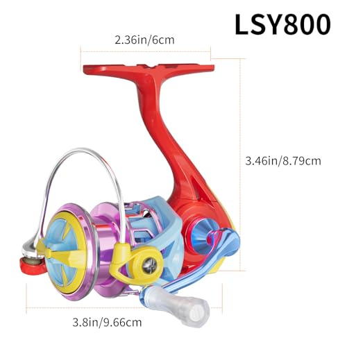 LS Lightweight Spinning Reel 500-1000 Series, 3.8oz Ultralight Carbon Fiber Frame, 5+1 BB, 5.2:1 Gear Ratio, 6.6LBs Max Drag, Saltwater/Freshwater Fishing Reel - color: LSY, size: 800