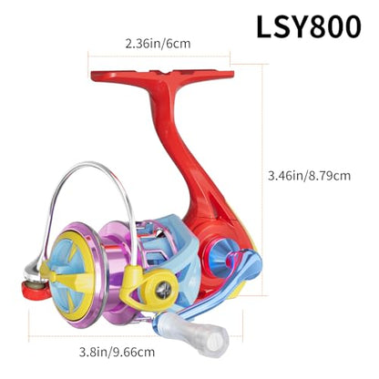 LS Lightweight Spinning Reel 500-1000 Series, 3.8oz Ultralight Carbon Fiber Frame, 5+1 BB, 5.2:1 Gear Ratio, 6.6LBs Max Drag, Saltwater/Freshwater Fishing Reel - color: LSY, size: 800