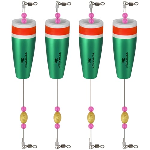 THKFISH Fishing Floats Bobbers Fishing Popping Cork Trout Float Rig Weighted Popping Floats Cork Trout Floats for Fishing Saltwater 4PCS - color: B-GREEN, size: 1oz/3in-4PCS