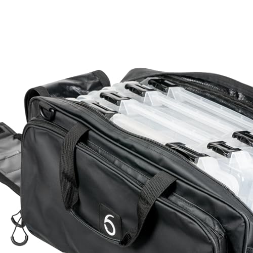 6th Sense – Travel Bait Bag – Large Fishing Tackle Bag with Spacious Main Compartment, Dual Zippered Side Pockets, Water-Resistant Build, and Shoulder Strap (Black) - color: Black