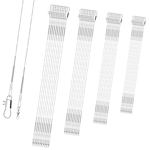 Fishing Leaders, Anti-bite Stainless Steel Wire Leaders Fishing Leaders Line with Swivels for Saltwater and Freshwater - color: silver