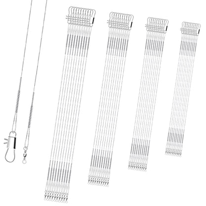 Fishing Leaders, Anti-bite Stainless Steel Wire Leaders Fishing Leaders Line with Swivels for Saltwater and Freshwater - color: silver