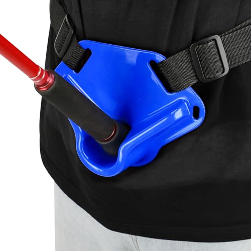 SANLIKE 2PCS Adjustable Fishing Fighting Belt ABS Rod Waist Support Tackle | Soft EVA cushion eases belly pressure, quick adjust waist strap, deep rod slot, bonus metal clip for small tackle storage - color: Blue Fishing Belt-- 2pcs