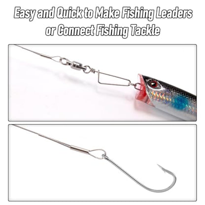 Alwonder 32.8ft Fishing Wire Fishing Leader Line with 20pcs Crimps Sleeves, Nylon Coated 1x7 Stainless Steel Leader Wire Freshwater Saltwater for Pike, Billfish, Bluefish, Muskie, Wahoo - size: 180LB