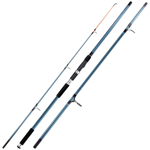 Dr.Fish Spinning Fishing Rod for Surf Fishing, Hard Power, Extra Fast, 3 Section Carbon Fiber Stainless Steel Guide EVA Grip Surf Casting Saltwater Fishing Pole Beach Trolling - size: 12.8FT-3 Sections