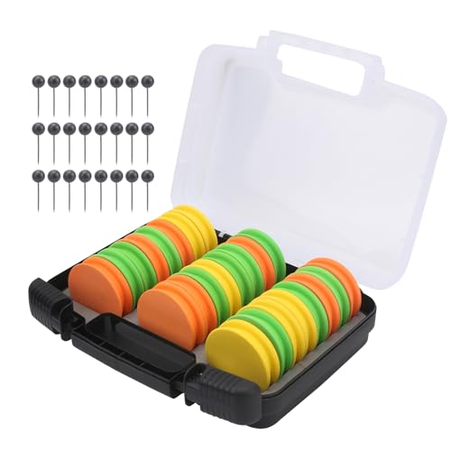 HERCHR 24PCS 68mm Round Fishing Line Foam Spools, Fishing Rigs Spools Foam Boards Fishing Line Storage Holder with Storage Box Fishing Winding Boards Fishing Line Spooler Winder