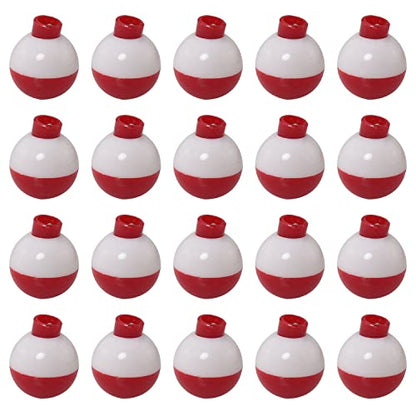 Fishing Bobber 20PCS Red and White ABS Plastic Snap-on Fishing Floats Bobber Round Buoy Fishing Tackle Accessories - size: 13mm