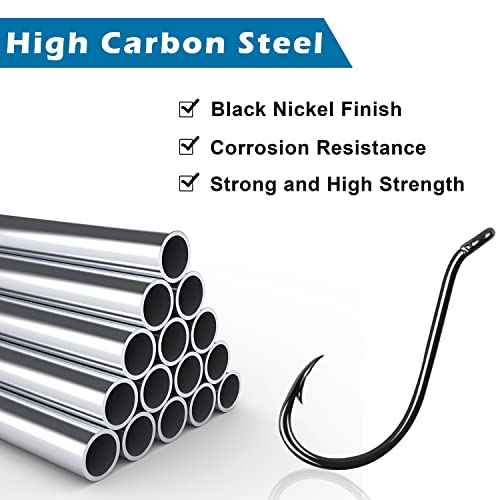 Black Octopus Fishing Hooks, 100pcs Catfish Circle Hooks, High Carbon Steel, Long Shank, Freshwater Saltwater - size: 8/0#(100pcs per pack)