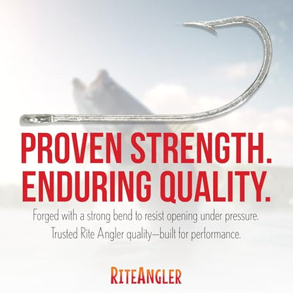Rite Angler O'Shaughnessy Long Shank Hooks 50-Pack for Inshore and Offshore Fishing, Trolling in Saltwater and Freshwater, Assorted Sizes #2, 1, 1/0, 2/0, 3/0, 4/0, 5/0, 6/0, 7/0, 8/0, 9/0, 10/0 - size: 9/0