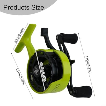 3.2:1 Ice Fishing Reel with Magnetic Drop Ice Fishing Reel 3.2:1 Gear Ratio for Winter Ice Fishing, Gear Ratio Inline Reel, 3+1 Ball Bearings Two-Way Spool Lever - color: yellow-green, size: left hand
