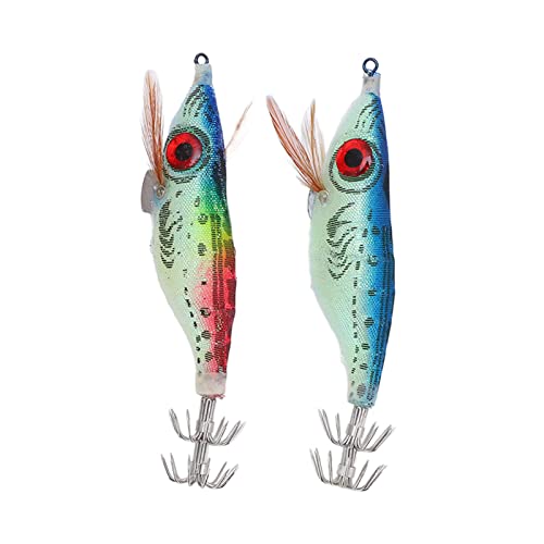 5Pcs Fishing Lures, Stainless Steel Minnow Fishing Lures Built in Steel Wire, Fishing Swimbaits with Double Row Squid Hook, Fake Wood Shrimp Bait