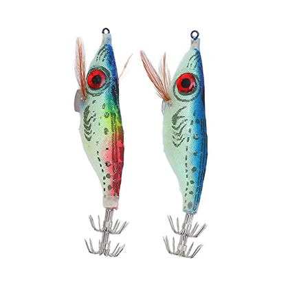 5Pcs Fishing Lures, Stainless Steel Minnow Fishing Lures Built in Steel Wire, Fishing Swimbaits with Double Row Squid Hook, Fake Wood Shrimp Bait
