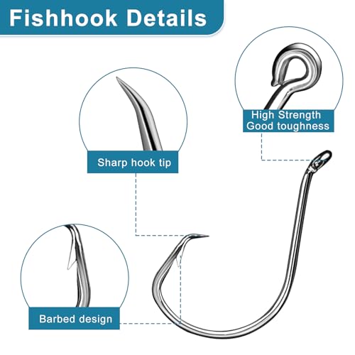 150PCS Circle Hooks, Strong High Carbon Steel Fresh and Saltwater Fishing Hooks, Variety of Different Sizes Circle Hook - Size:#1 1/0 2/0 3/0 4/0 5/0 6/0 8/0