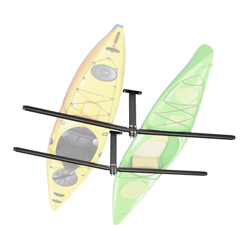VEVOR Kayak Storage Rack, Heavy Duty Adjustable Freestanding Stand with Lockable Wheels for Indoor Outdoor Garage Shed Dock, Holder for Canoe, SUP, Surfboard & Paddleboard - style: Ceiling Rack - Black