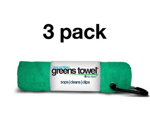 Green 3 Pack Golf Towel Set for Golf Bags with Clip, Plush Microfiber Nap Fabric, 16x16, The Original (Shamrock Green) - color: Shamrock Green