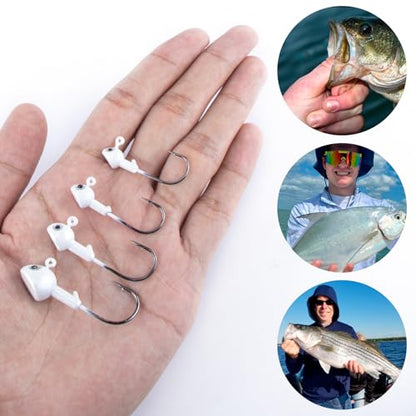Dr.Fish 10 Pack Walleye Jig Heads Flat Bottom Freshwater Fishing Jigs Walleye Hook Stand Up Lures Swimbait Freshwater Bass - color: Fluorescent Yellow, size: 3/8oz-Hook #3/0