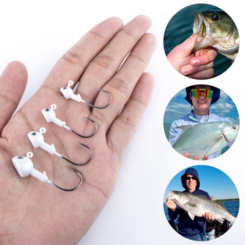 Dr.Fish 10 Pack Walleye Jig Heads Flat Bottom Freshwater Fishing Jigs Walleye Hook Stand Up Lures Swimbait Freshwater Bass - color: Chartreuse, size: 3/16oz-Hook #1/0