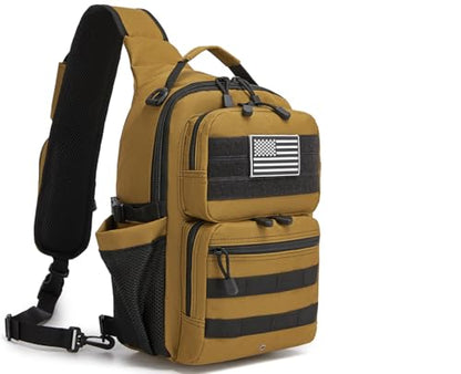 Tactical Sling Backpack Holster Range Shoulder Bag 15L Crossbody Bag Water Bottle Holder Radio Pouch 6 Elastic Slots - color: Pink