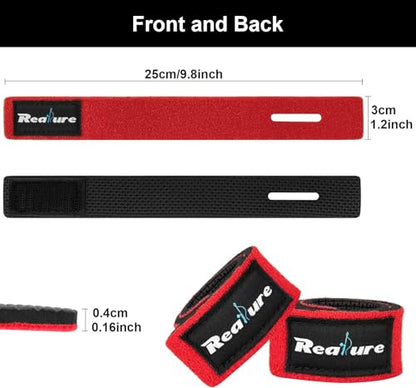 Realure 8 Pcs Fishing Rod Straps Adjustable Neoprene Ties Elastic Fishing Rod Tackle Belt Ties Casting Rod Straps for Fixed Casting Rods & Spinning Rods & Fly Rods Wrap Protectors - color: Red