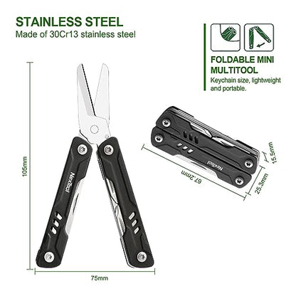 NexTool Keychain Multitool, Mini Sailor Scissors, 10 in 1 Mini Multitool with EDC Pocket Knife, Mini Pliers, Bottle Opener and Screwdriver for Fishing, Camping, Gifts for Men on Christmas, Birthday | 10-in-1 Mini Multitool, Flexible Tailoring Scissors, Co