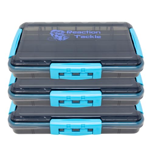 Reaction Tackle Premium Tackle Trays, Water Resistant Fishing Tackle Box Organizers with Triple Clip Closure, Removable Dividers and Clear View Design - 3700 (3-Pack) - size: 3700 (3-Pack)