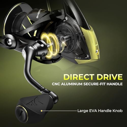 KastKing Sharky Spinning Reel – 5.2:1 & 6.2:1 Gear Ratios, Carbon Fiber Drag 33–39.5LB, 10+1 Stainless Bearings, Lightweight Nylitech Body, Oversize Shaft, for Saltwater & Freshwater - color: 6.2:1-Sharky X, size: 4000