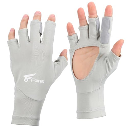 8 Fans Fishing Gloves UPF50+ Fly Fishing Gloves, Fingerless Gloves Sun Protection Gloves Men Women for Outdoor, Kayaking, Cycling, Rowing
