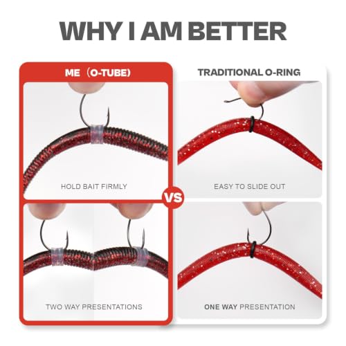 Wacky Worm O-Rings (180/150/120 Packs) – Heavy-Duty Silicone Senko Bait Protector (Only Kit Includes Tool) | Prevents Bass from Ripping Soft Plastics | Fits All Senko Worms (Small/Medium/Large) - color: 360rings + tool