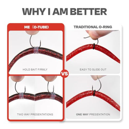 Wacky Worm O-Rings (180/150/120 Packs) – Heavy-Duty Silicone Senko Bait Protector (Only Kit Includes Tool) | Prevents Bass from Ripping Soft Plastics | Fits All Senko Worms (Small/Medium/Large) - color: 360rings + tool