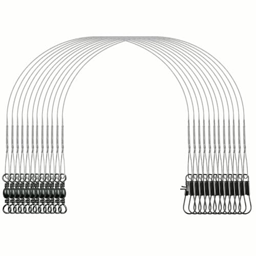 Fishing Wire Leaders 60PCS - 7in/9in/12in Stainless Steel Leaders with Swivels & Snaps for Bass, Pike, Catfish, Carp, Walleye - Saltwater & Freshwater Fishing Gear ﻿ - color: silvery