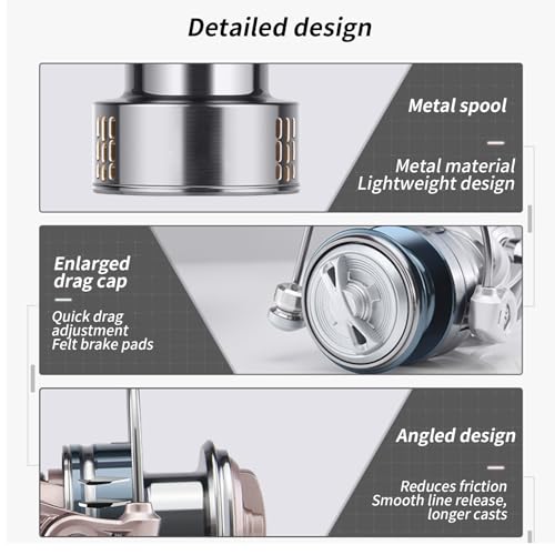 Spinner Reels Ultra Smooth Metal | Metal Reel Fishing for Bass Trout Catfish Saltwater Shore Pier River Stream Pond