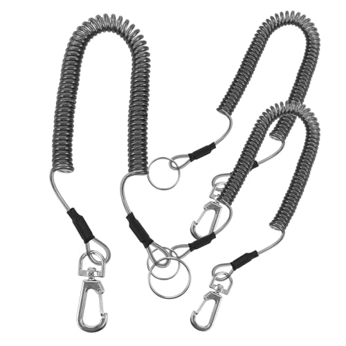 Luxshiny Retractable Coiled Lanyard Multifunctional Outdoor Use 3pcs with Keychain Sturdy TPU Coated Steel Wire with Metal Buckle for Fishing Gear and Hand Tools for Cycling and Climbing